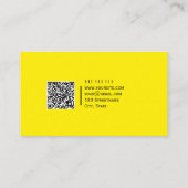 Effen Kleur QR-code Modern Kanariegeel Helder Visitekaartje (Achterkant)