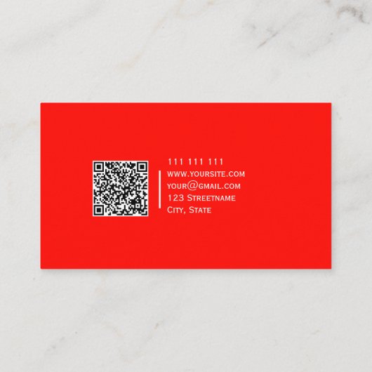 Effen kleur QR code Modern Snoep Apple Red Visitekaartje (Achterkant)