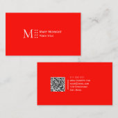 Effen kleur QR code Modern Snoep Apple Red Visitekaartje (Voorkant / Achterkant)