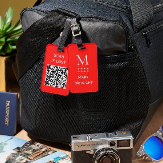 Effen kleur QR-code Scan als verloren Candy Apple Bagagelabel (Voorkant /achterkant)