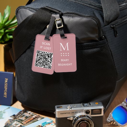 Effen kleur QR-code Scan als verloren Lichtroze Pe Bagagelabel (Voorkant /achterkant)