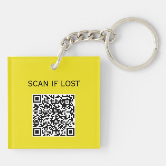 Effen kleur QR-code Scan als verloren Neon Geel Ka Sleutelhanger (Achterkant)