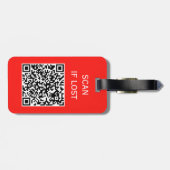 Effen kleur QR-code Scan als verloren Rode Candyap Bagagelabel (Achterkant horizontaal)