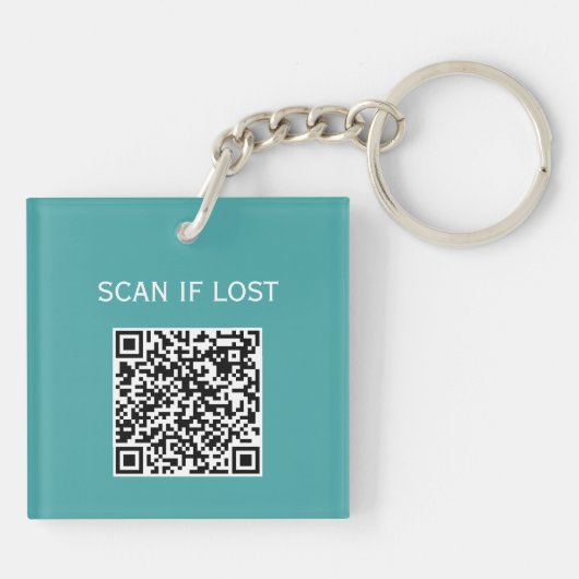 Effen Kleur QR-code Scan bij verlies Lichtblauw Gr Sleutelhanger (Achterkant)