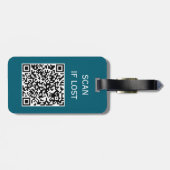Effen kleur QR-code Scan bij verlies Teal Veilighe Bagagelabel (Achterkant horizontaal)