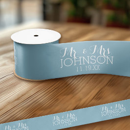 Effen kleur Robin Egg Blue Mr & Mrs Wedding Favors Satijnen Lint