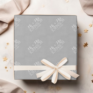 Effen kleur zilver - Mr & Mrs huwelijksgunsten Cadeaupapier