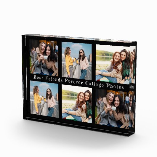 Effen kleur Zwart Beste Vrienden Collage Fotoblok (Rechts)