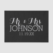 Effen kleur zwart Mr & Mrs huwelijksgunsten Tissuepapier (Voorkant)