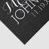 Effen kleur zwart Mr & Mrs huwelijksgunsten Tissuepapier (Detail)