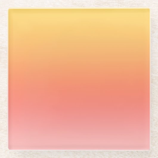 Effen kleuren - Geel tot Misty Pink ombre Glazen Onderzetter (Voorkant)