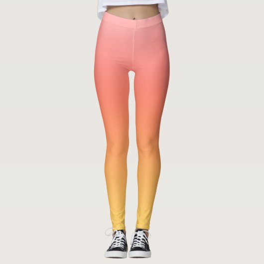 Effen kleuren - Geel tot Misty Pink ombre Leggings (Voorkant)