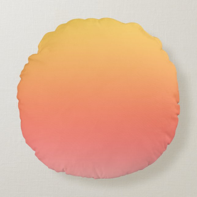 Effen kleuren - Geel tot Misty Pink ombre Rond Kussen (Voorkant)