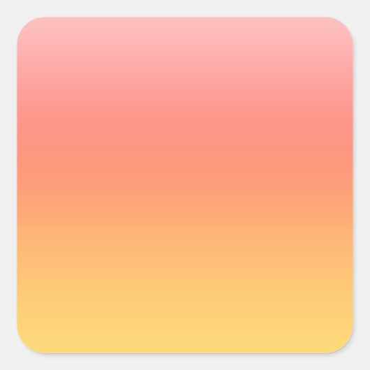 Effen kleuren - Geel tot Misty Pink ombre Vierkante Sticker (Voorkant)