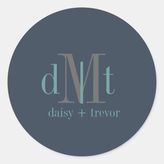Effen leisteen+Grafiet+Teal Monogram stickers (Voorkant)