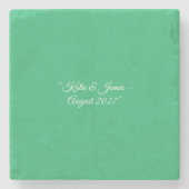 Effen mintgroene achtergrond – Trouwontwerp Stenen Onderzetter (Voorkant)