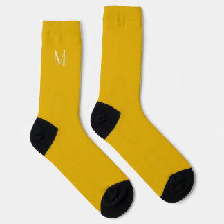 effen mosterdgeel - voeg monogram toe sokken