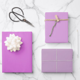 Effen Orchidee Pruim Lila Paarse Tinten 3 Tinten Inpakpapier Vel