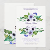 Effen Paarse en roze bloemen bruiloft Kaart (Voorkant / Achterkant)