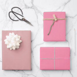 Effen Pastel Flamingo Schauss Roze Tinten 3 Tinten Inpakpapier Vel