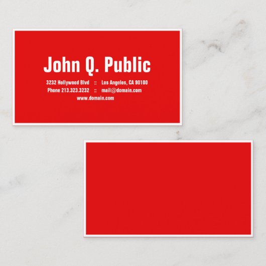 effen rode kleur witte rand visitekaartje (Voorkant / Achterkant)