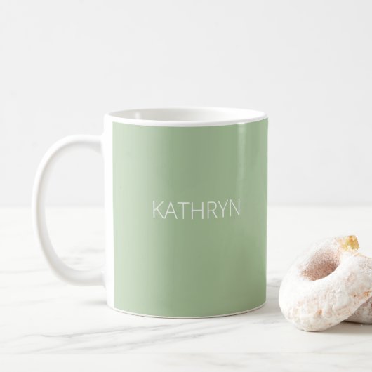 effen saliegroen natuurlijk koffiemok (Met donut)