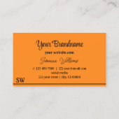 Effen Sinaasappel zwarte strepen met Monogram Stij Visitekaartje (Achterkant)