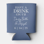 Effen Stof Blauw Bruiloft Blikjeskoeler (Voorkant)