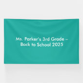 Effen turquoise achtergrond – terug-naar-school te spandoek (Horizontaal)