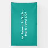 Effen turquoise achtergrond – terug-naar-school te spandoek (Verticaal)