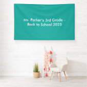 Effen turquoise achtergrond – terug-naar-school te spandoek (Insitu)