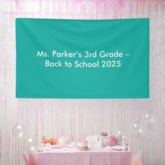 Effen turquoise achtergrond – terug-naar-school te spandoek (Feest)