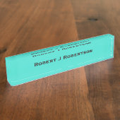 Effen turquoise blauw naambordje (Zijkant)