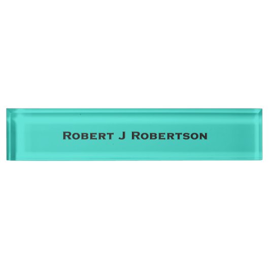 Effen turquoise blauw naambordje (Voorkant)