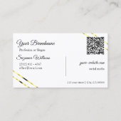 Effen Wit met Gouden Lijnen Monogram en QR-code Visitekaartje (Achterkant)