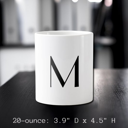  effen wit - voeg zwarte monogram toe  grote koffiekop