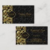 effen zwart en gouden damast visitekaartje (Voorkant / Achterkant)