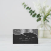 effen zwart en zilveren damast visitekaartje (Staand voorkant)
