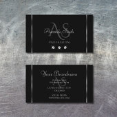 Effen zwart zilveren decor Sparkle Diamonds Initia Visitekaartje