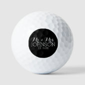 Effen zwarte huwstfeestgeschenken voor Mr & Mrs Golfballen (Voorkant)