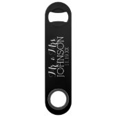 Effen Zwarte Mr & Mrs Trouwgunsten Speed Flessenopener (Voorkant)