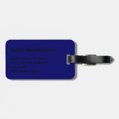 Effene donker marineblauw met zwarte tekst bagagelabel (Achterkant horizontaal)