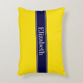Effengoud, Navyblauw lint naam initialen Accent Kussen (Voorkant(Verticaal))