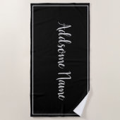 Effenkleurige basis zwarte moderne stijlvolle strandlaken (Voorkant)