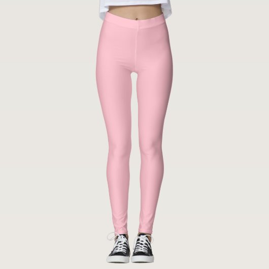 Effenkleurige roze massief leggings (Voorkant)