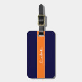 Effennauw Blauwe, Pompoen Lint Naam Monogram Bagagelabel (Voorkant verticaal)