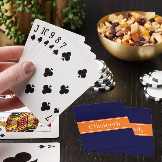 Effennauw Blauwe, Pompoen Lint Naam Monogram Pokerkaarten (Insitu)