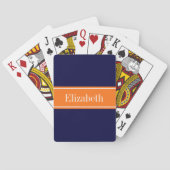 Effennauw Blauwe, Pompoen Lint Naam Monogram Pokerkaarten (Achterkant)