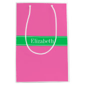Effenvast Heet Roze #2 Smaragdgroene lint Naam Mon Medium Cadeauzakje (Voorkant)