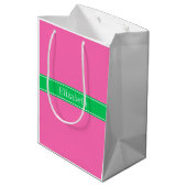 Effenvast Heet Roze #2 Smaragdgroene lint Naam Mon Medium Cadeauzakje (Achterkant Gekanteld)